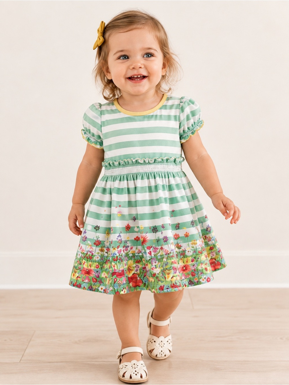 Matilda Jane Girls Striped Floral Dress 18-24M Cottagecore Ruffle